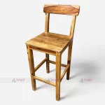 Wooden bar chair made of Indian Solid Sheesham wood, featuring a comfortable back support and elegant natural grain pattern.