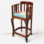 Round Bar Stool in Walnut Finish crafted by bar bar furniture manufacturer in india.