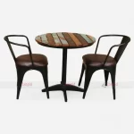 High Quality Cheap Retro Industrial Iron Wooden Table Chair Furniture at Wholesale Rate from Restaurant Outdoor Furniture Suppliers in Jodhpur, India.