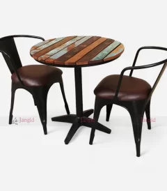 Cheap Retro Industrial Iron Wooden Table Chair