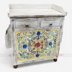 Distress Wooden Restaurant Service Table With Menu Card Holder by Cafe Restaurant furniture manufacturer & supplier in India.