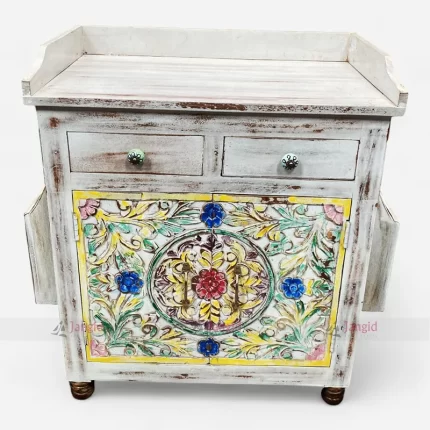 Distress Wooden Restaurant Service Table With Menu Card Holder by Cafe Restaurant furniture manufacturer & supplier in India.