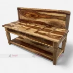 Hotel guest room wooden luggage rack with built-in luggage shelf crafted by hotel furniture manufacturer & supplier in India.