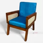 Luxury French Chairs Rattan Cane Back Velvet Furniture crafted by hotel room chair furniture manufacturer & supplier in India.