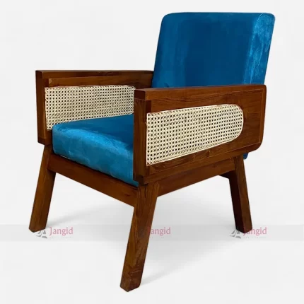 Luxury French Chairs Rattan Cane Back Velvet Furniture crafted by hotel room chair furniture manufacturer & supplier in India.