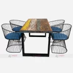 Outdoor Rustic Reclaimed Wood & Metal 4 Seater Dining Set by restaurant table & chair furniture manufacturer, supplier, wholesaler & exporter in jodhpur, india.