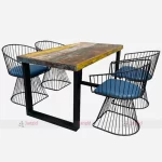 Outdoor Rustic Reclaimed Wood & Metal 4 Seater Dining Set by restaurant table & chair furniture manufacturer, supplier, wholesaler & exporter in jodhpur, India.