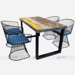 Outdoor Rustic Reclaimed Wood & Metal 4 Seater Dining Set by restaurant table & chair furniture manufacturer, supplier, wholesaler & exporter in jodhpur, india.