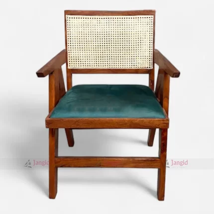 Mid Century Wooden Chandigarh Cane Rattan Cafe Restaurant Chair by Wooden Cafe Restaurant Chair Manufacturer in Jodhpur, India.