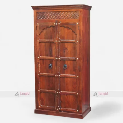 Wooden Hand Carved Heritage Hotel Room Wardrobe Design crafted by furniture manufacturer & supplier in India.