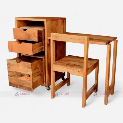 Wooden Folding Writing Table With Chair Compact Design by Furniture Maker in India.
