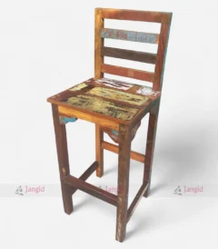Indian Recycled Old Wood Vintage Bar Chair made by bar furniture manufacturer & supplier in India.