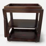 Indian Solid Wood Walnut Finish Bar Café Service Trolley Table