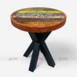 Industrial Reclaimed Wood Cafeteria, Cafe, & Restaurant Round Dining Table.