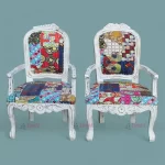 New Design Mango Wood Hand Rest Shabby Chic Patchwork Upholstery Chair by Furniture Maker in India.