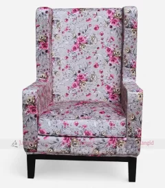 High Wing Back Colorful Fabric Grandfather Arm Sofa Chair India by Hotel Room Chair Furniture Supplier in India.