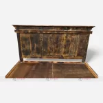 Rustic Burnt Antique Wood Hotel Double Bed by Hotel Room Bed Manufacturer in Jodhpur, India.