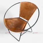 Industrial Vintage Iron and Leather Living Room Round Chair by Hotel Furniture Wholesaler in India.