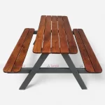 High Quality Black Color Iron & Wood Picnic Outdoor Garden Bench Table Furniture at Wholesale Price from Restaurant Outdoor Furniture Manufacturer & Supplier in Jodhpur, India.