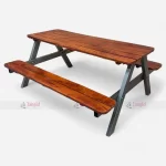 High Quality Black Color Iron & Wood Picnic Outdoor Garden Bench Table Furniture at Wholesale Price from Restaurant Outdoor Furniture Manufacturer & Supplier in Jodhpur, India.