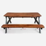 High Quality Black Color Iron & Wood Picnic Outdoor Garden Bench Table Furniture at Wholesale Price from Restaurant Outdoor Furniture Manufacturer & Supplier in Jodhpur, India.