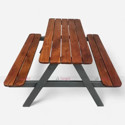High Quality Black Color Iron & Wood Picnic Outdoor Garden Bench Table Furniture at Wholesale Price from Restaurant Outdoor Furniture Manufacturer & Supplier in Jodhpur, India.