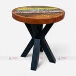 Industrial Reclaimed Wood Cafeteria, Cafe, & Restaurant Round Dining Table.