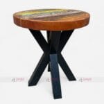 Industrial Reclaimed Wood Cafeteria, Cafe, & Restaurant Round Dining Table.