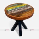 Industrial Reclaimed Wood Cafeteria, Cafe, & Restaurant Round Dining Table.