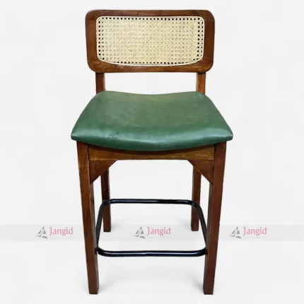 Modern Wood & Cane Backrest High Bar Chair by bar chair furniture manufacturer & supplier in India.