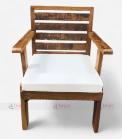 Old Indian Wood Heritage Tent Chair With Fabric Seat