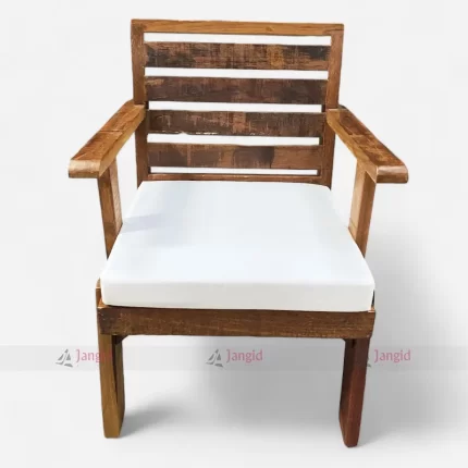 Old Indian Wood Heritage Tent Chair With Fabric Seat