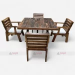 Railway Sleeper Wood Outdoor Poolside Dining Set