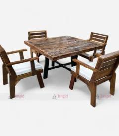 Railway Sleeper Wood Outdoor Poolside Dining Set