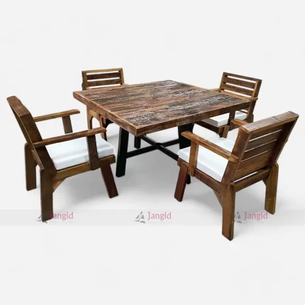 Railway Sleeper Wood Outdoor Poolside Dining Set