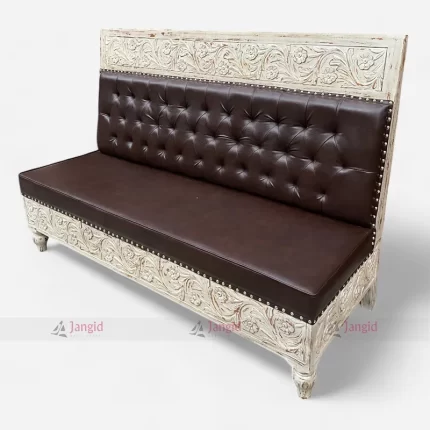 Tufted Upholstery Carved Restaurant Booth Sofa Sitting by cafe restaurant sofa furniture manufacturer & supplier in India.