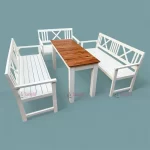 High Quality Water Resistant Solid Wood Outdoor Patio Dining Table Set at Wholesale Price from Restaurant Outdoor Furniture Manufacturer & Supplier in Jodhpur, India.