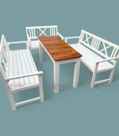 High Quality Water Resistant Solid Wood Outdoor Patio Dining Table Set at Wholesale Price from Restaurant Outdoor Furniture Manufacturer & Supplier in Jodhpur, India.