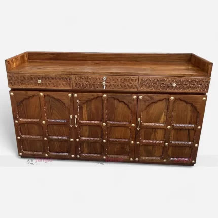 Wooden Decorative Café Restaurant Service Station crafted by furniture manufacturer & supplier in India.