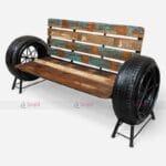 Innovative Vintage Style Wood and Car Tire Four Seater Sofa Set