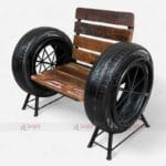 Innovative Vintage Style Wood and Car Tire Four Seater Sofa Set
