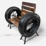 Innovative Vintage Style Wood and Car Tire Four Seater Sofa Set