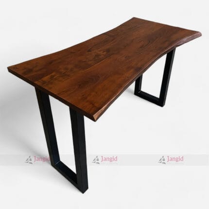 Rustic Iron & Wood Fusion Live Edge Bar Table
