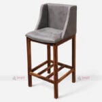 Premium Solid Wood Bar Stool with Plush Fabric Seat