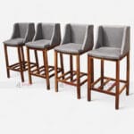 Premium Solid Wood Bar Stools with Plush Fabric Seat