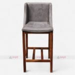 Premium Solid Wood Bar Stool with Plush Fabric Seat