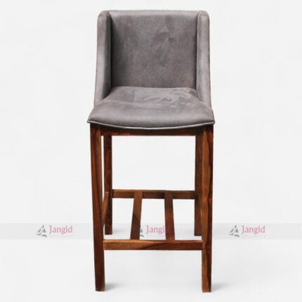 Premium Solid Wood Bar Stool with Plush Fabric Seat