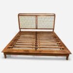 Designer Queen Bed with Cane Work Headboard