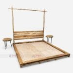 Natural Bamboo Resort Platform Bed with Side Tables
