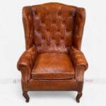 Vintage Leather Wingback High Armchair